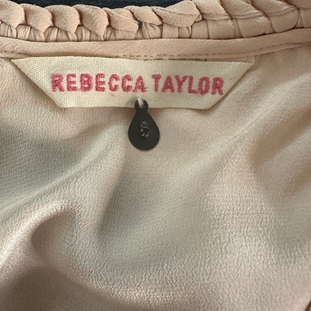 Rebecca Taylor light pink coquette silk braided neckline blouse Size 6 - Picture 10 of 11